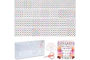 FZIIVQU 1450 Pieces Letter Beads, 28 Styles Acrylic 4x7mm Round Letter Beads Kits, Alphabet Beads A-Z Heart Pattern Beads and Number Beads for Bracelets Necklaces DIY Jewelry Making