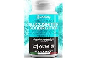 VEETALY Glucosamina, Condroitina, MSM - Integratore Articolazioni e Cartilagine con Collagene, Acido Ialuronico, Vitamina E, Boswellia - 6 Mesi, 180 cpr