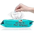 Dog Wipes All Purpose Cleaning Pet Wipes for Dogs Cats Puppies Alcohol Free (1 Pack of 60 Wipes)