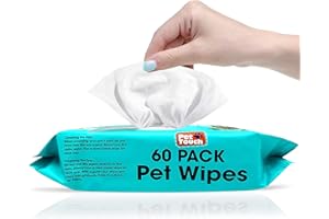 PET LIVING Dog Wipes All Purpose Cleaning Pet Wipes for Dogs Cats Puppies Alcohol Free (1 Pack of 60 Wipes)