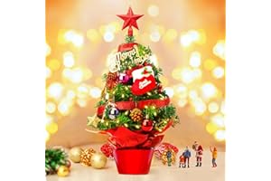 BEEDOVE Mini Weihnachtsbaum 60cm Kleiner Weihnachtsbaum mit Beleuchtung LED Tisch Weihnachtsbaum klein künstlich Geschmückt Tannenbaum Christbaum Tree Weihnachten Deko Rot