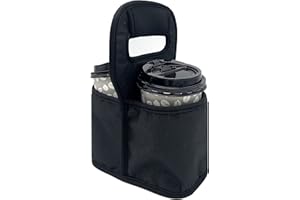 SPACMIRRORS KOSTOO Portable Drink Carrier and Reusable Coffee Cup Holder for Hot or Cold Drinks, On-The-go Water Bottle Cup Caddy with Adjustable Elastic Fastening Strap