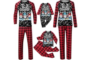 BASTWAHL Pyjama de Noel Famille - Manche Longue Imprimé Xmas Pyjamas Ensemble Automne Hiver Costume Set Doublés de Nuit d’imprimés de Rennes et de Flocons de Neige Couples Homme Femme Enfant Bébé Vêtement