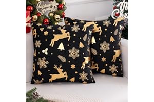 ARDJXUE 2 szt. Świąteczna poszewka na poduszkę 45 x 45 cm czarna płatki śniegu Lnvernale Łoś Świąteczne poszewki na poduszki na sofę do domu salonu sypialni dekoracje