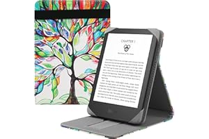 HoYiXi Uniwersalne etui na telefon 6-calowy, zupełnie nowy Kindle 2022 i 2019/Kobo Clara HD/Kobo Clara 2E/Kobo Nia/PocketBook Basic 4/Touch Lux 5, skórzany stojak pokrowiec na 15 cm PocketBook/Tolino/Sony czytnik e-booków, drzewo