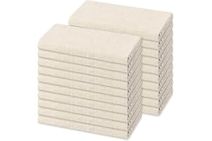 ‎PESONLOOK 20 Stück beige Baumwoll-Leinen-Mischgewebe Tischservietten mit gesäumten Kanten, 40 x 40 cm, weiche, Wiederverwendbare, rustikale Leinen-Stoffservietten für Hochzeit, Party, Bankett, Restaurant