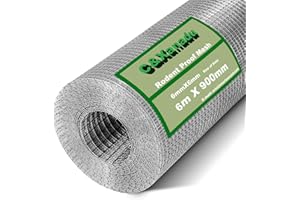 C&Xanadu Rodent Mesh 900mmX6m,Galvanised Wire Mesh Roll,Rat Proof Mesh Sheet,Welded Mesh Panels,Stop & Prevent Mice & Mouse Access