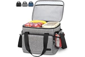 Lubardy 30L (48 latas) Bolsa isotérmica con Nevera Flexible para Almuerzo, Bolsa Grande y isotérmica para Mujer, Hombre, Oficina, Compras, Picnic, Negro, Gris y Azul