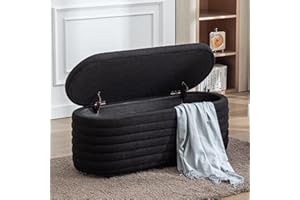 chairus Banco de Almacenamiento Banco de Piel Sintética para Pies de Cama, Baúl de Almacenaje para Dormitorio Puff para Tocador, Negro