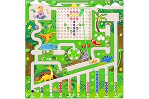 TENUISKFT Labyrinthe Magnétique de Couleurs et de Chiffres, tableau magnétique Montessori 2 en 1 pour enfants, jouets d'activités éducatives préscolaires en bois pour les tout-petits pour 3 4 5 6 7 8 Ans