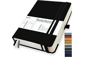 Mlife A5 Notatnik,360 Stron I Papier Odporny Na Atrament 100 G/M², Notatniki Ze Składaną Kieszenią Do Pisania I Notatek W Biurze, Szkole I Domu (Czarny)