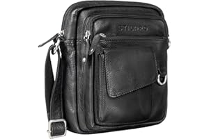 STILORD 'Ryan' Borsa a Tracolla in Pelle per Uomo | Piccola Borsa Vintage per iPad 9,7 Pollici | Borsa a Spalla in Vera Pelle, Colore:nero