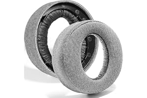 PESLNG Cuscini di ricambio in ecopelle professionale per Sony PS5 Pulse 3D, Utilizza schiuma memory di alta qualità per maggiore comfort e durata. (Tessuto di lino-Grigio)