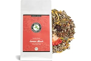 ‎ALVEUS "Summer Miracle“ Rooibos Tee Lose Bio Ohne Koffein – Rotbusch mit Kräuter Zitrus Geschmack, 100 Gramm Loser Tee (ca. 40 Tassen) Tüte von alveus