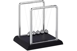 ‎RELAXDAYS Relaxdays Newton klasyczne wahadło kulkowe, 5 kulek, dekoracja fizyczna do biura i na biurko, wahadło kulkowe, srebrne, wys. x gł.: 13,5 x 13,5 x 11,5 cm