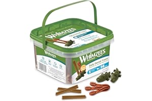 WHIMZEES by Wellness, Friandises Naturelles pour l'Hygiène Bucco-Dentaire à Mâcher pour Chien de Petite Taille, Boîte de Variété, Taille S, Boîte de 56 Pièces