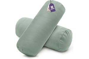 Luxoon 2er Pack Nackenrollenbezüge mit Reißverschluss – Bezüge für Nackenstützkissen, 100% Baumwolle, weich, waschbar und trocknergeeignet, 15x40 cm, Salbei Grün