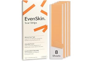 EvenSkin Silicone Scar Tape - Medical Grade Silicone Scar Sheets for Surgery, C-Section & Acne Scars - Reusable Face & Body Tape for Wrinkles & Scar Care (8 Strips)