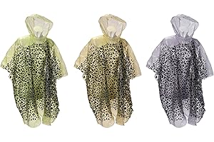 MIJOMA 3 ponchos de lluvia con capucha para lluvia, poncho de emergencia, chubasquero, chubasquero, diseño de leopardo, desechables, impermeables, unisex, para conciertos, camping, senderismo, pesca