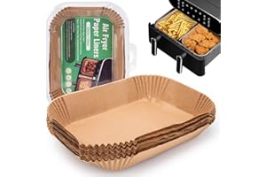 XKZHRR 150 hoja Papel para Freidora de Aire Dual Zone Compatible con Ninja AF300EU AF400EU y Otras Doble Zona Freidora de Aire,Rectangular Papel de Horno,Papel Pergamino Forro Antiadherente Papel