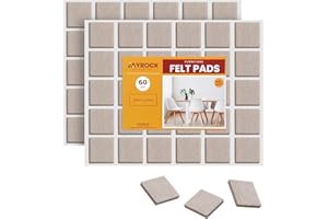 JAYROCK Felt Furniture Pads, Floor Protectors for Furniture Legs - 5mm Thick Chair Leg Floor Protectors, Self-Adhesive Square Felt Pads To Protect Hardwood Floors, 30mm x 30mm (60 PCS) BEIGE