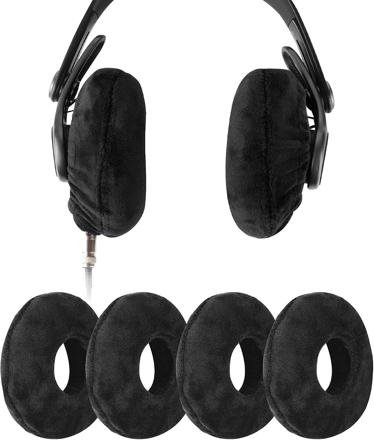 GEEKRIA 2 Pares de Fundas de Terciopelo para Auriculares, Protectores Sanitarios Lavables y elásticos para Almohadillas para Auriculares supraaurales, Cubierta contra el Sudor para Calidez y c