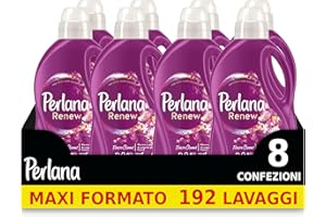 Perlana Renew Flower Charm, detersivo lavatrice, mantieni la brillantezza dei tuoi capi colorati e bianchi, confezione singola da 24 lavaggi