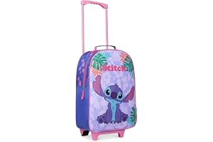 Disney Stitch Kinderkoffer Mädchen Jungen - Trolley Handgepäck Reisekoffer Kinder mit Rollen Kabine Tasche für Urlaub Offizielle Stitch Fanartikel - 47x30x17cm (Blau Stitch)