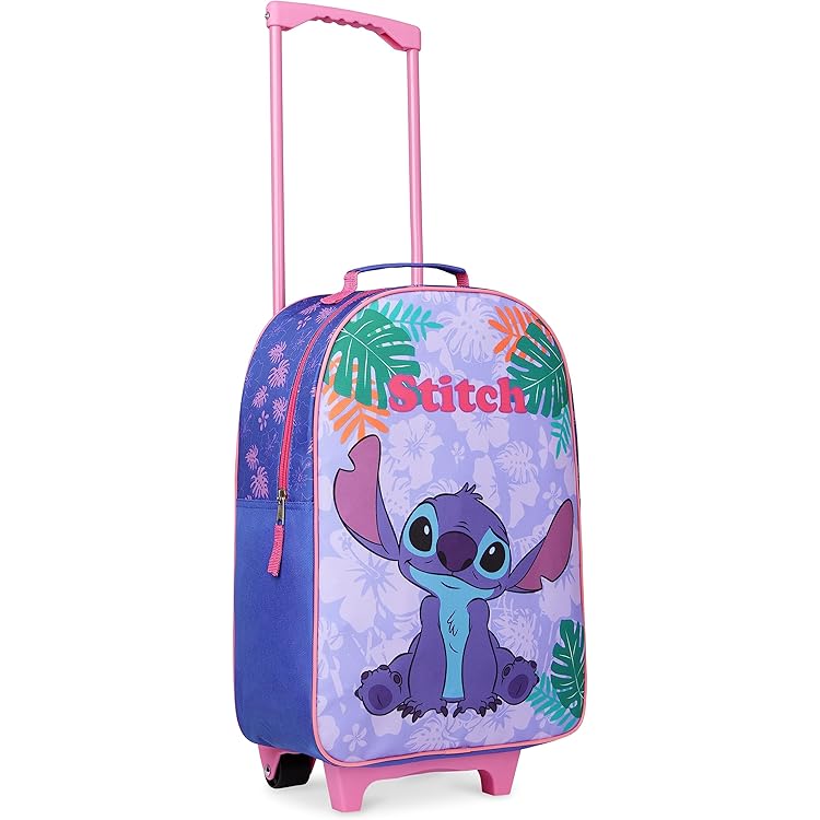 Sac à Dos Trolley Enfant Stitch - 33x25x10 Cm, Roulettes, Bretelles Réglables, Bleu, Pour Maternelle