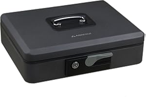ARREGUI Popup C9746 Cassetta di sicurezza con chiave e pulsante per contare e trasportare denaro | Cassetta Portavalori in acciaio con vassoio Portamonete | Cassaforte portatile larghezza 20cm |Grigio