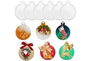 CANIPHA 6 stampi in silicone per resina epossidica, rotondi, per decorazioni natalizie, per albero di Natale, fai da te