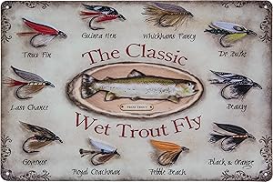 LUCKYLINDE 20 x 30 cm – blaszana tabliczka dla wędkarzy muchowych, wędkarzy, rybaków, dekoracyjna tabliczka
