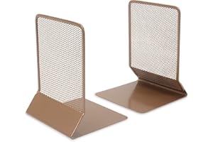 OSCO Wiremesh Bookends, Heavy Duty Metal Mesh Book Supports for Shelves, Bookcases & Desks, Non-Slip Base, Ideal for Home, Office, School or Library Use, Single (Pack of 2) – Rosegold