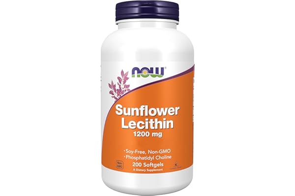 Now Foods, Sunflower Lecithin (Lécithine de Tournesol), 1.200 mg, 200 Capsules molles, Testé en Laboratoire, Sans Gluten, Sans Soja