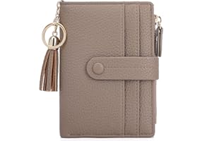 HKCLUF Geldbörse Damen Kleine, Geldbeutel Frauen Leder, RFID Portemonnaie Brieftasche Münzfach mit Quaste Damengeldbörsen Reißverschluss Viele Fächer(B03-Grau)