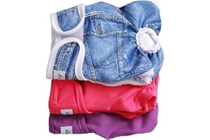 Couches de Chien Femelle (Paquet de 3) pour Les Petits Chiens Couches Culottes hygiéniques lavables réutilisable Chiot Couches Pantalons de Chien pour Fille Bandes de Ventre Wrap par JoyDaog, S