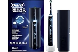 Oral-B Genius X Spazzolino Elettrico 6 Modalità di Spazzolamento, Protegge le Gengive, Azione Sbiancante, Intelligenza Artificiale, 1 Testina, 1 Custodia Viaggio, Idea Regalo, Nero