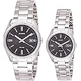 Casio His and Hers Stainless Steel Black Dial Analog Couple Watch Set [MTP/LTP-1302D-1A1V]