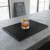 Deconox L&uuml;x Bar Matı 43x28 cm Kaymaz Siyah Kau&ccedil;uk Bar ve Bulaşık Matı - Dayanıklı D&ouml;k&uuml;lme ve Servis Matı (450 gr) Bardak Kuru