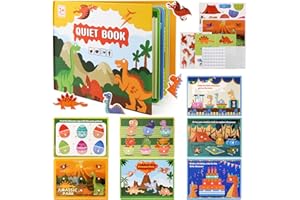 Ballery Montessori dla dzieci w wieku 3 4 5 6 lat, Montessori Quiet Book, Busy Book Book Sensorial, gra logiczna, Zajęta książka zabawki edukacyjne (Dinozaur)