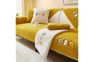 Bobomon Sherpa Fleece Sofa Couch Cover Non Slip Soft Warm Plush Corner Sectional Sofa Slipcover Fuzzy Faux Fur Covers for Dogs Pets Kids