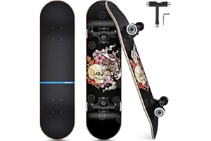 FUNXIM Skateboard, Komplettboard 31 x 8 Zoll Skateboards mit Doppel-Kick, ABEC-7 Kugellager, 7-lagigem Ahornholz Longboard für Männer und Frauen Jugend Kinder Straße Erwachsene Anfänger