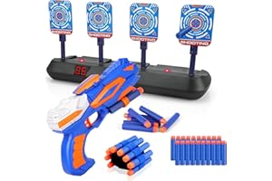 BUOEUIK Diana Electronica con Pistola para Nerf, Objetivo de Tiro Automático con 20 Balas & Muñequeras, Juguete Niños 3 4 5 6 7 8 9 10 11 12 Años Regalos Cumpleaños Navidad Juego Infantil Blaster Gun