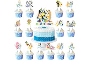 OOSHEON 25 Stück Blue Dog Cupcake Toppers,Tortendeko Geburtstag,Blue Dog Cake Topper,Dog Kuchendeko,Blue Dog Kuchen Deko,Cupcake Toppers Junge&Mädchen,für Tortendeko,Party Dekorationen für Kinder