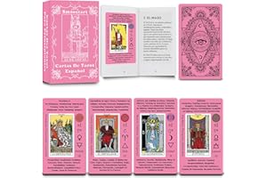 Smoostart Cartas Tarot Español Rosa para Principiantes con Explicación, Holográfico Tarot con Guía para Principiantes, Palabras Clave, Elemento, Planeta, Zodiaco, Chakra, Sí O No, Numerología