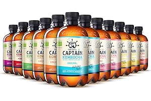 The Gutsy Captain Kombucha – Bebida Probiótica Naturalmente Fermentada, Sin Aditivos ni Conservantes, Sin Colorantes ni Sabores Artificiales, Sin Pasteurizar, Vegan - 8 x 400ml (MixBox)