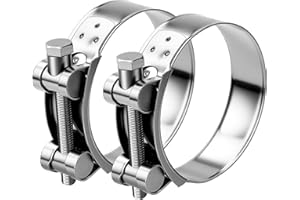 LONELY HIGH HEELS T Bolt Hose Clamps 80-85mm Exhaust Pipe Clamp 2 Pieces Heavy Duty Tube Clamps 304 Stainless Steel Bolt Clip Band Width 24mm for Exhaust Hose Water Pipe Attachment