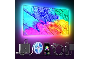 BDFFLY LED rétroéclairage TV synchronisation with HDMI Box, TV LED Backlight Sync Image 4K@30Hz 5M RGBIC LED Bande Lumineuse pour téléviseurs 55-65 pouces, Contrôle APP