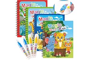 SIYRDXCBT 4 Wassermalbuch Water Coloring Book Wasser Malbuch je 4 Seiten, Wiederverwendbare Motive Wasserberührt Färben 4 Stifte Ideal als Geschenk oder Geschenk zu Anderen Festen