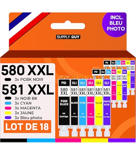 6x Set cartucce di inchiostro sostituisce Canon CLI-581PGBK XXL, CLI-581PGC XXL per stampante - 12 ml + chip | 888101215